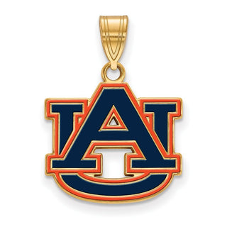 Sterling Silver Gold-plated LogoArt Auburn University A-U Medium Enameled Pendant