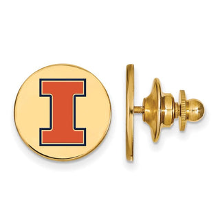 Sterling Silver Gold-plated LogoArt University of Illinois Letter I Enameled Lapel Pin