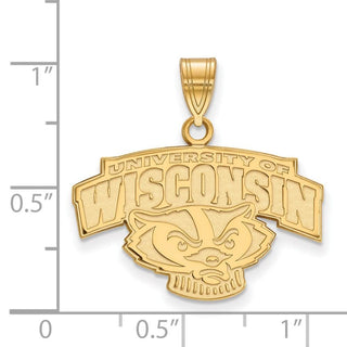 Sterling Silver Gold-plated LogoArt University of Wisconsin Medium Pendant