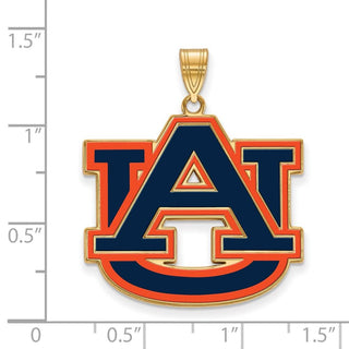 Sterling Silver Gold-plated LogoArt Auburn University A-U Extra Large Enameled Pendant