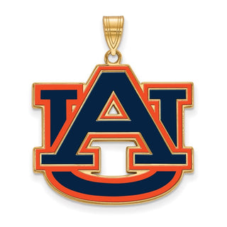 Sterling Silver Gold-plated LogoArt Auburn University A-U Extra Large Enameled Pendant