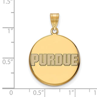 Sterling Silver Gold-plated LogoArt Purdue University Block Type Large Enameled Disc Pendant