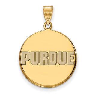 Sterling Silver Gold-plated LogoArt Purdue University Block Type Large Enameled Disc Pendant