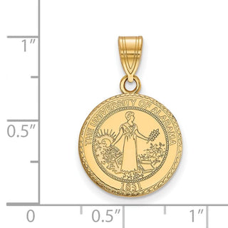Sterling Silver Gold-plated LogoArt University of Alabama Medium Crest Pendant
