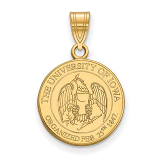 Sterling Silver Gold-plated LogoArt University of Iowa Medium Crest Pendant