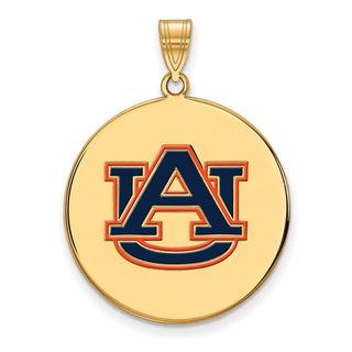 Sterling Silver Gold-plated LogoArt Auburn University Extra Large Enameled Disc Pendant