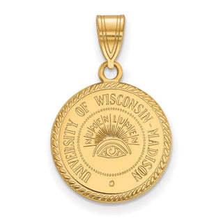 Sterling Silver Gold-plated LogoArt University of Wisconsin Medium Crest Pendant