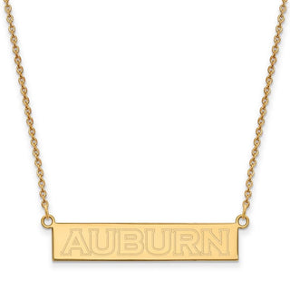 Sterling Silver Gold-plated LogoArt Auburn University Small Bar 18 inch Necklace