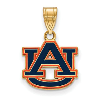 Sterling Silver Gold-plated LogoArt Auburn University A-U Small Enameled Pendant