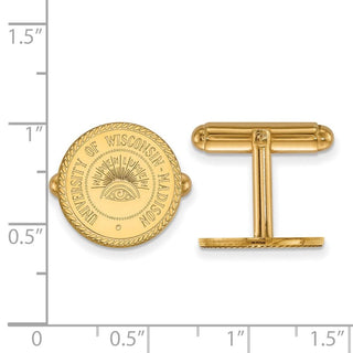 14k Gold LogoArt University of Wisconsin Crest Cuff Links