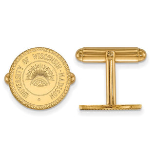 Sterling Silver Gold-plated LogoArt University of Wisconsin Crest Cuff Links