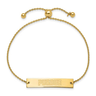 Sterling Silver Gold-plated LogoArt Purdue University Small Bar Adjustable 9 inch Bracelet