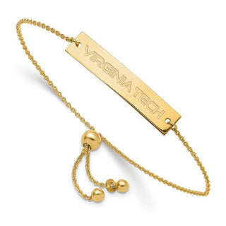 Sterling Silver Gold-plated LogoArt Virginia Tech Small Bar Adjustable 9 inch Bracelet
