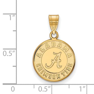 14k Gold LogoArt University of Alabama Crimson Tide Medium Disc Pendant