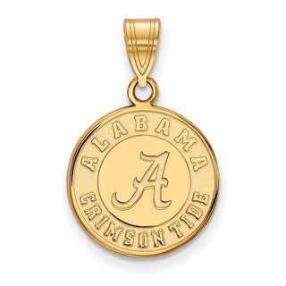 14k Gold LogoArt University of Alabama Crimson Tide Medium Disc Pendant