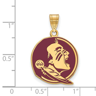 Sterling Silver Gold-plated LogoArt Florida State University Seminole Large Enameled Pendant