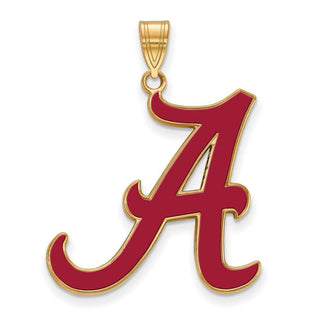 Sterling Silver Gold-plated LogoArt University of Alabama Letter A Extra Large Enameled Pendant