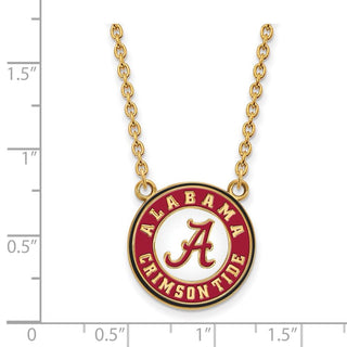 Sterling Silver Gold-plated LogoArt University of Alabama Crimson Tide Large Enameled Pendant 18 inch Necklace