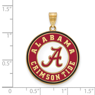 Sterling Silver Gold-plated LogoArt University of Alabama Crimson Tide Extra Large Enameled Disc Pendant