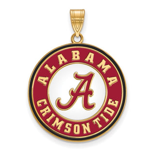 Sterling Silver Gold-plated LogoArt University of Alabama Crimson Tide Extra Large Enameled Disc Pendant