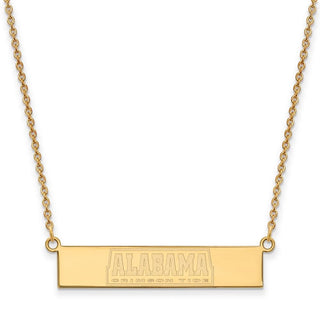 Sterling Silver Gold-plated LogoArt University of Alabama Crimson Tide Small Bar 18 inch Necklace