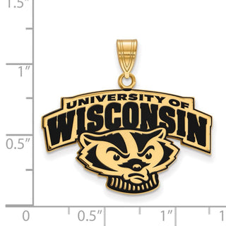 Sterling Silver Gold-plated LogoArt University of Wisconsin Large Enameled Pendant