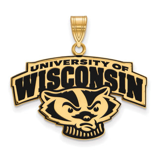 Sterling Silver Gold-plated LogoArt University of Wisconsin Large Enameled Pendant