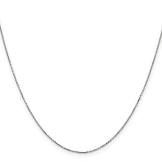 18" 14K White Gold 18 inch Carded .5mm Box Link with Spring Ring Clasp Chain