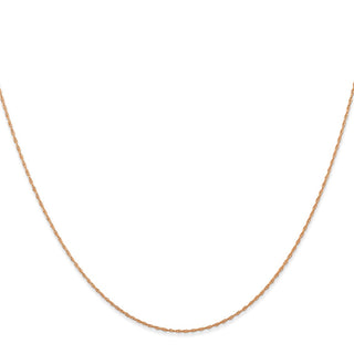 24" 14K Rose Gold 24 inch Carded .5mm Cable Rope with Spring Ring Clasp Chain