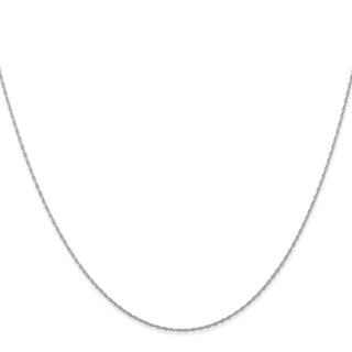 24" 14K White Gold 24 inch Carded .5mm Cable Rope with Spring Ring Clasp Chain