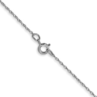24" 14K White Gold 24 inch Carded .5mm Cable Rope with Spring Ring Clasp Chain