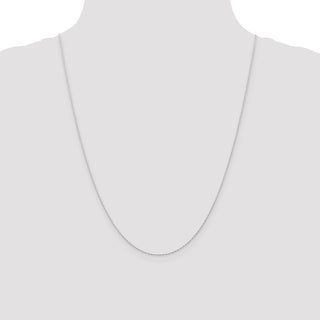 24" 14K White Gold 24 inch Carded .5mm Cable Rope with Spring Ring Clasp Chain