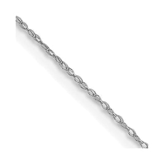 24" 14K White Gold 24 inch Carded .5mm Cable Rope with Spring Ring Clasp Chain