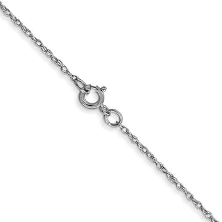 24" 14K White Gold 24 inch Carded .6mm Cable Rope with Spring Ring Clasp Chain