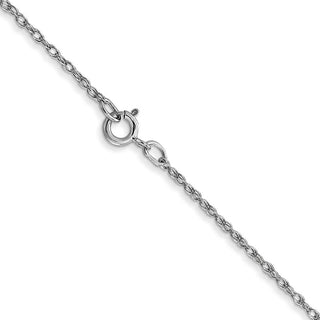24" 14K White Gold 24 inch Carded .7mm Cable Rope with Spring Ring Clasp Chain