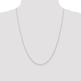 24" 14K White Gold 24 inch Carded .7mm Cable Rope with Spring Ring Clasp Chain