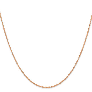 20" 14k Rose Gold 1.15mm Carded Cable Rope Chain Necklace