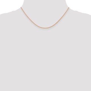 16" 14k Rose Gold 1.15mm Carded Cable Rope Chain Necklace