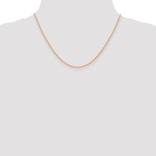 18" 14k Rose Gold 1.15mm Carded Cable Rope Chain Necklace