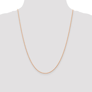 24" 14k Rose Gold 1.15mm Carded Cable Rope Chain Necklace