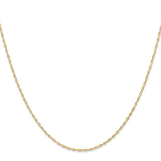 20" 14k Yellow Gold 1.15mm Carded Cable Rope Chain Necklace