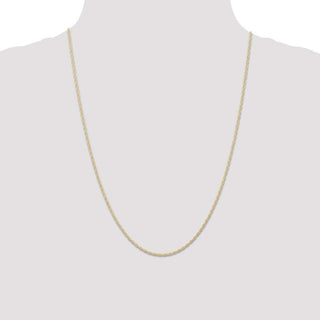 24" 14k Yellow Gold 1.15mm Carded Cable Rope Chain Necklace