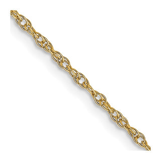 18" 14k Yellow Gold 1.15mm Carded Cable Rope Chain Necklace