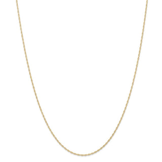 24" 14k Yellow Gold 1.15mm Carded Cable Rope Chain Necklace
