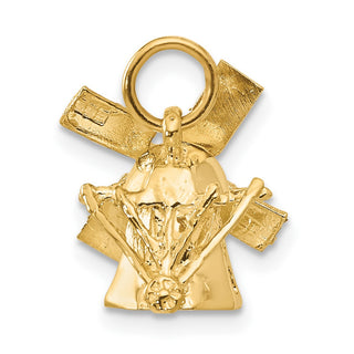 14k Yellow Gold 3D Windmill Charm A0116