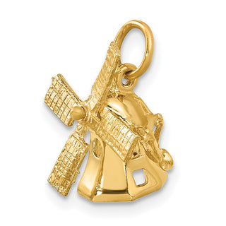 14k Yellow Gold 3D Windmill Charm A0116