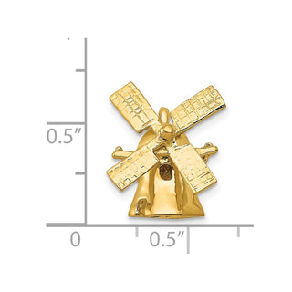 14k Yellow Gold 3D Windmill Charm A0116