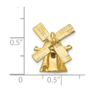 14k Yellow Gold 3D Windmill Charm A0116