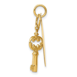 14k Yellow Gold Key and Tag Charm
