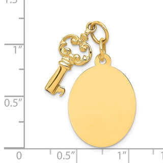 14k Yellow Gold Key and Tag Charm